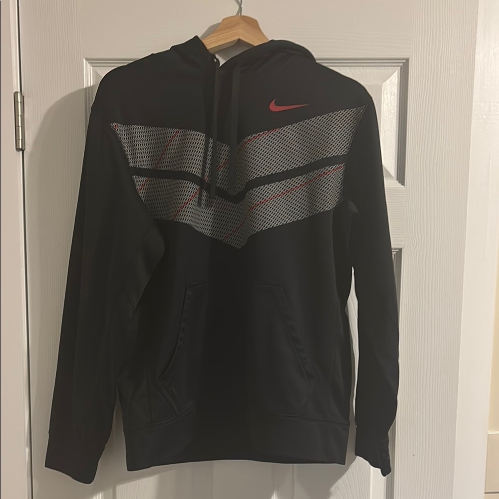Nike Black Hoodie with Red and Gray Accents